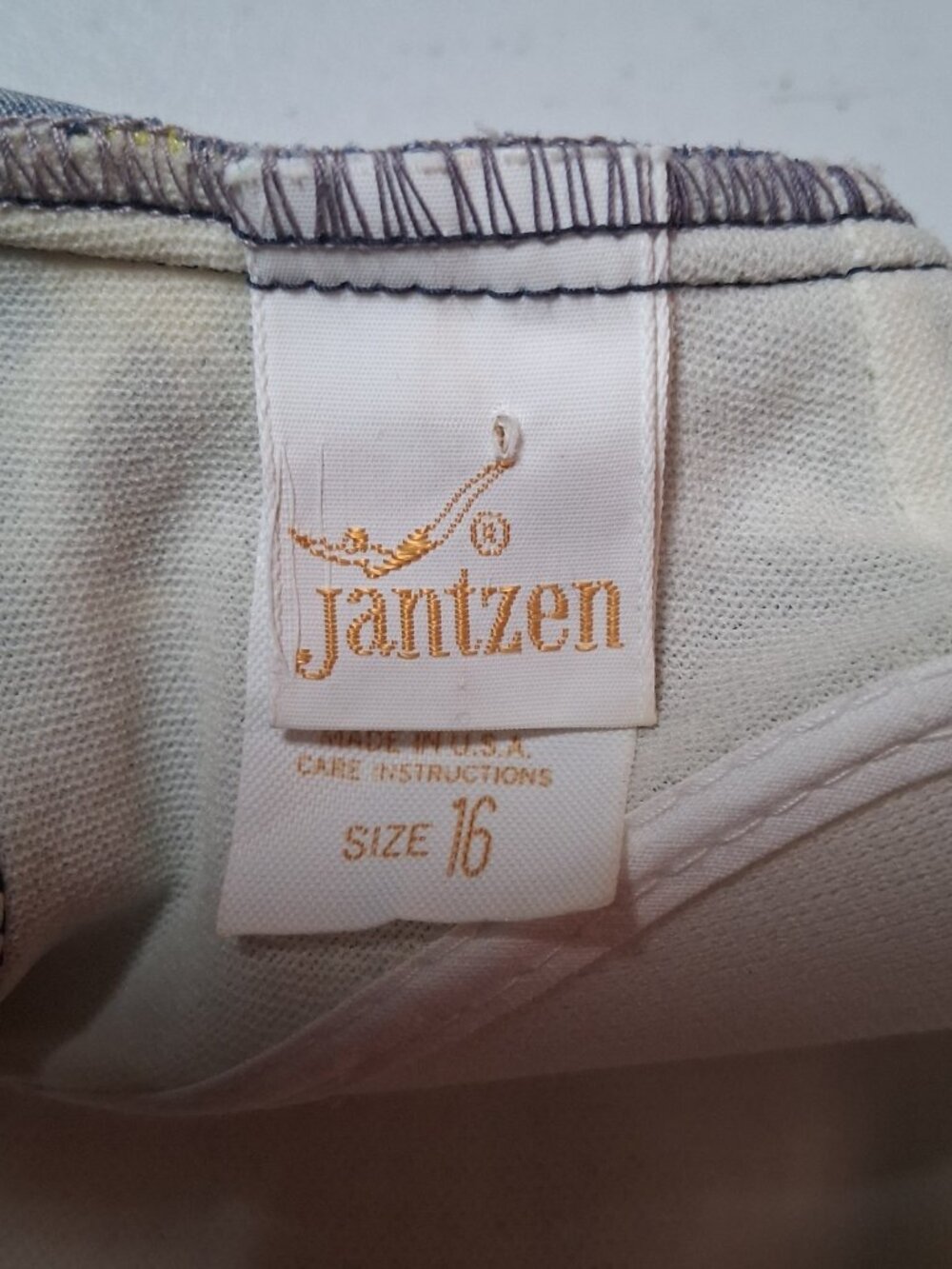 Vintage Jantzen Bathing Suit Swim Dress 16 Blue Daisy Flowers 1660s 1970s USA - Picture 3 of 16